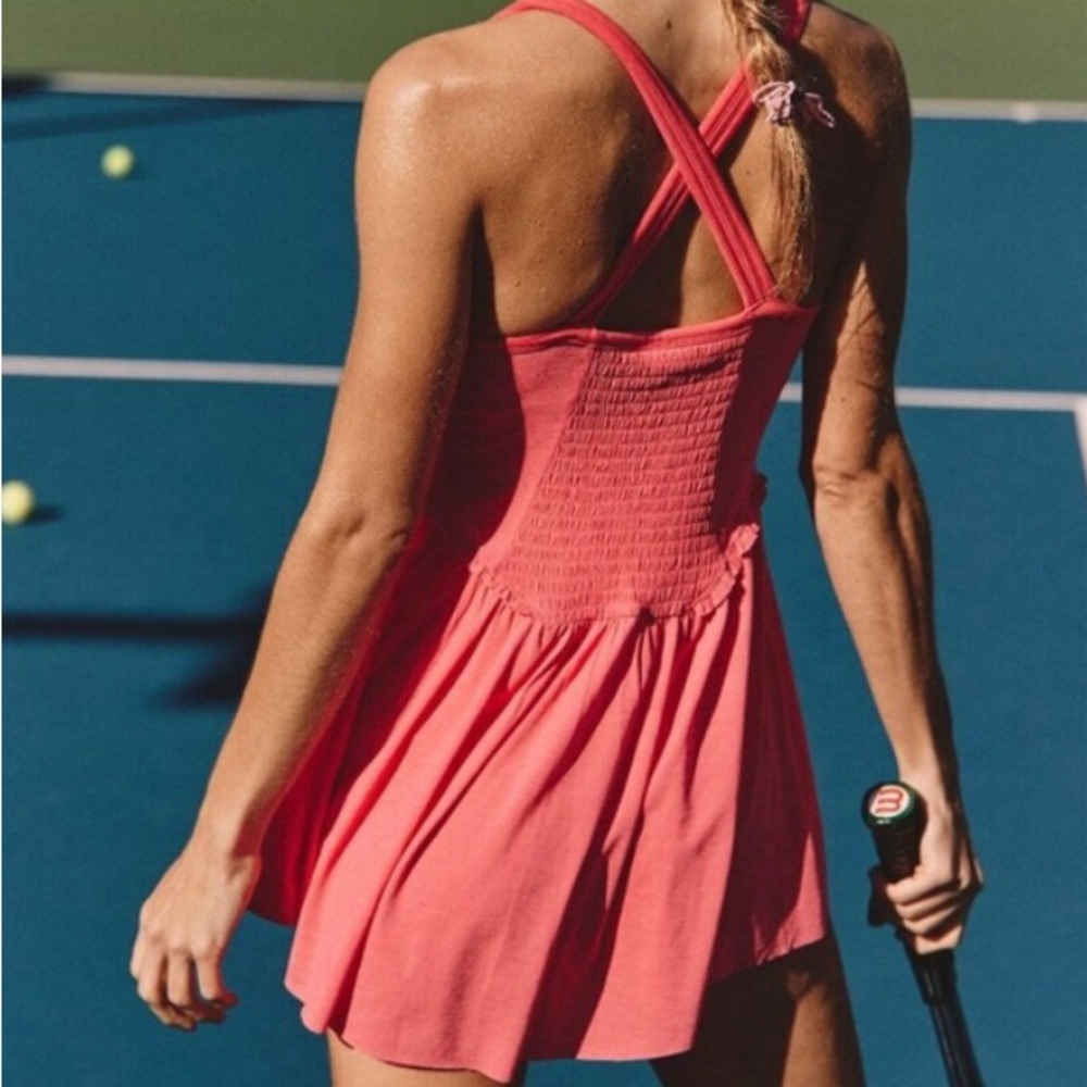 Free People Size L Athletic Onesie Skort Smock Dress in Hibiscus NWT - Picture 7 of 8
